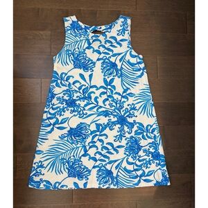 Lilly Pulitzer Eliza Glisten in the Sun Blue Floral Sleeveless A-Line Dress Sz L